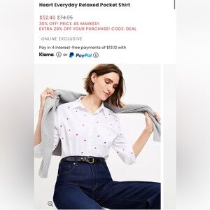 Relaxed button down with heart print